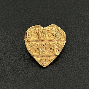 Vintage Yves St Laurent Gold Heart Pin Brooch YSL
