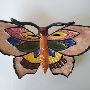 Vintage Faiancas Germano Portugal Vase Mural En Céramique Papillon