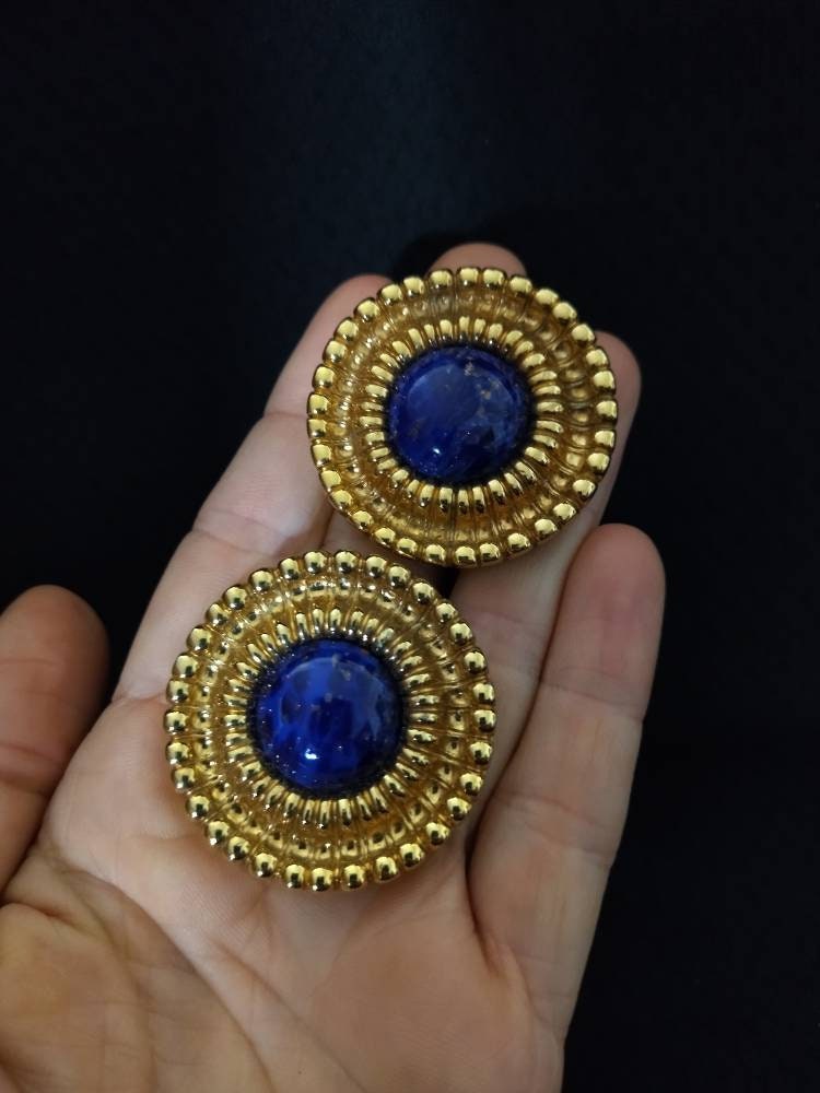 Boucles D'oreilles Vintage Guy Laroche En Clip - Métal Doré, Bijou Ancien Couturier, Occasion