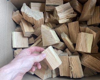 25lb Kiln Dried Red Oak Smoking Chunks - Barkless BBQ Wood - Clean Burning Smoker Wood - Fire Pit Grill Wood Chunks