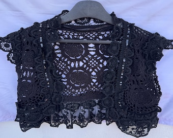 Black Crochet Lace Bolero Shrug