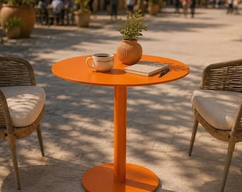 Mesa de bistró minimalista escandinava / Muebles redondos de metal para cafetería / Mesa de comedor para interior y exterior