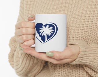 Heart-Shaped South Carolina with Palmetto Coffee Mug | Ceramic Mug