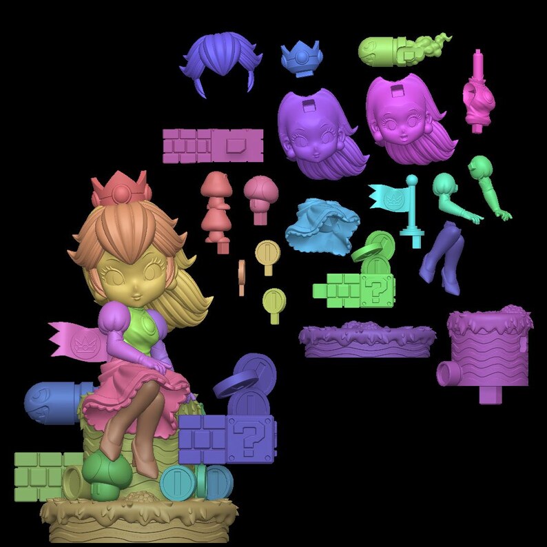 Super Mario – Peach Chibi | Ascension STL Statue | 3D Print Model ...