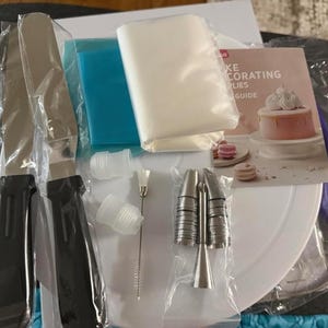 65pc Cake Decorating Kit with Turntable Stand, Piping Tips & Bags Set, Beginner Cake Baking Tools, Icing Spatula Scraper Leveler Kit