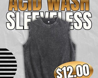 Vintage Black Acid Wash Sleeveless Vest – Streetwear Top