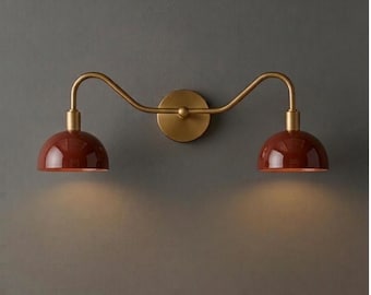 Modern Double Brass Wall Sconce Mid-Century Bathroom Vanity Light