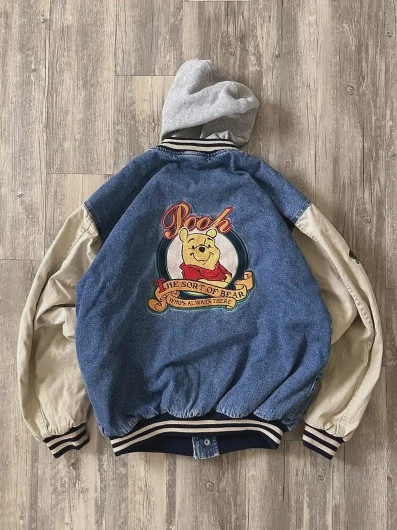 Pooh denim blouson jacket プーさん フード付きLサイズ 【公式通販】