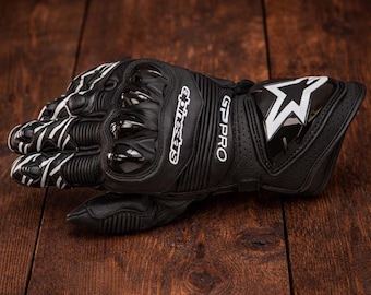 Guantes de motociclismo Alpinestars GP Pro R3 de cuero negro con certificación CE