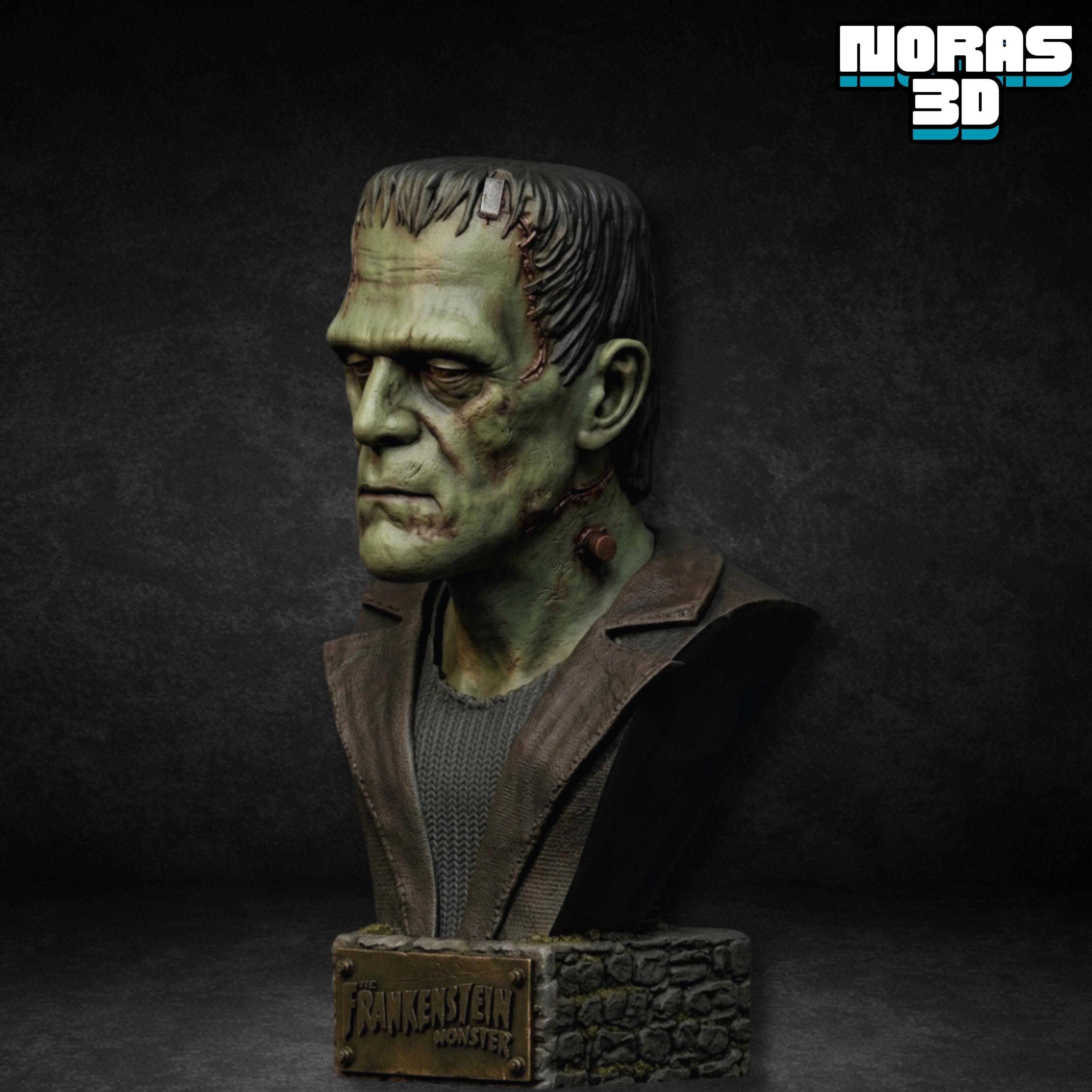 Frankenstein Monster Bust 3D Print Model, Gothic Horror Statue STL File ...