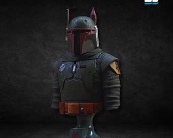 Busto de Boba Fett (com e sem suporte), modelo 3D em formato STL de Star Wars, Boba Fett em STL, arquivo digital STL de Star Wars, arquivo 3D em STL de Boba Fett