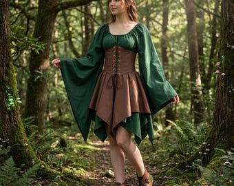 Stroje z gorsetem w stylu Ren Faire, średniowieczna suknia wróżki fantasy, historyczna suknia elficka vintage, kostium renesansowy w stylu Fairycore
