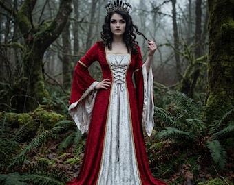 Strój czarownicy fantasy na renesansowy jarmark, średniowieczna gotycka aksamitna suknia balowa, halloweenowa suknia czarownicy na bal maskowy, kostium cosplay elfiego larpa