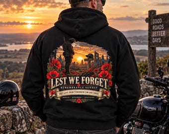 Sudadera con capucha "Para que no olvidemos" del Domingo del Recuerdo, Sudadera con capucha conmemorativa de la amapola negra, Estampado "Honra a los caídos", Regalo de recuerdo