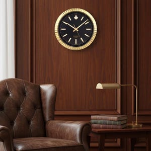 Silent Gold Wall Clock | Elegant Fluted Bezel Decor | Modern Home Office Timepiece