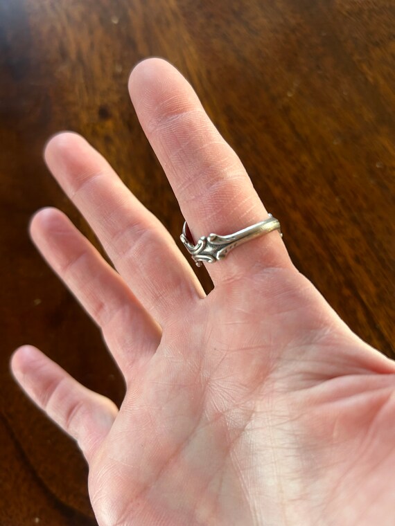 Ring, silver, double hearts wrap around ring, adj… - image 7