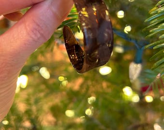 Hoop earrings large transparent plastic brown tortoise shell horn coloring