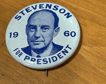 Stevenson for President 1960 button pin back vintage