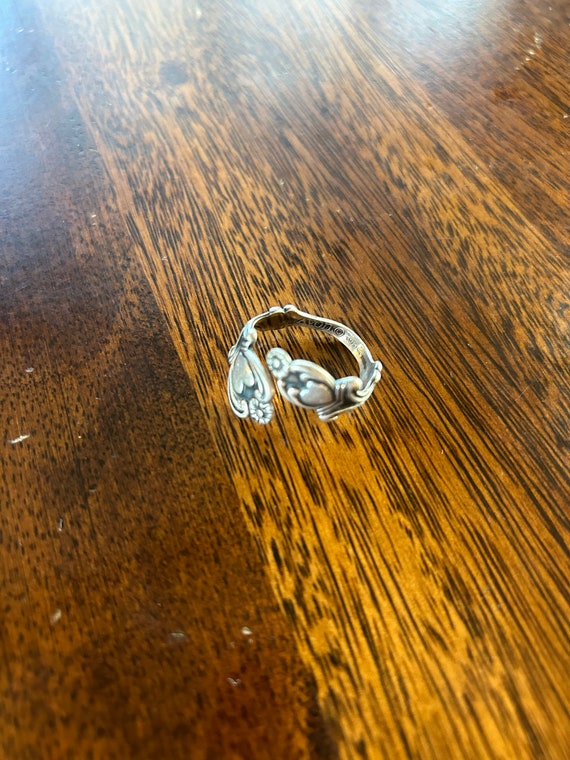 Ring, silver, double hearts wrap around ring, adj… - image 9