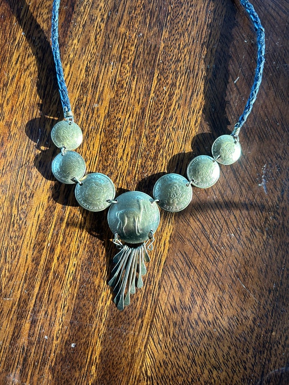 Necklace, Peruvian, coin necklace, un sol de oro c