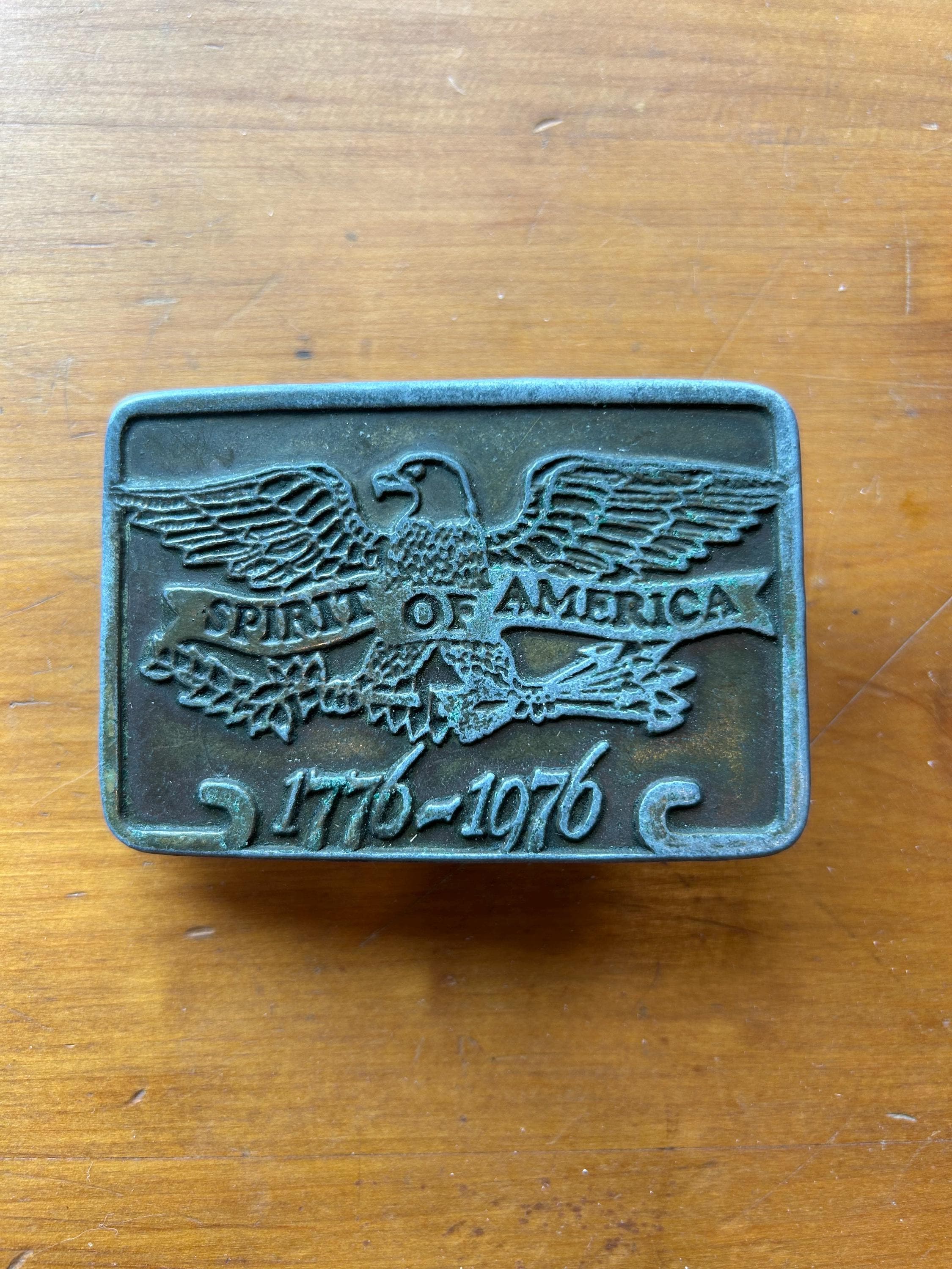 1976 United States Bicentennial Belt Buckle Eagle 1776-1976 Brass Belt Buckle Spirit of  main image 2