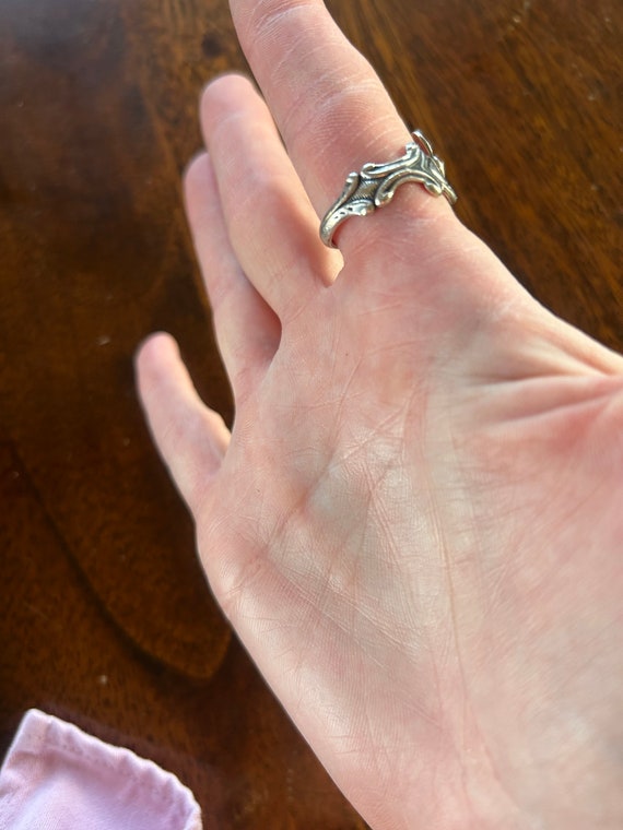 Ring, silver, double hearts wrap around ring, adj… - image 6