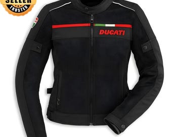 Giacca da motociclista Ducati Flow 12 in tessuto, giacca da corsa in cordura.