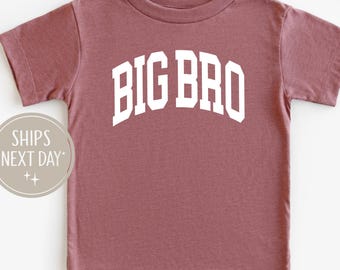 Camiseta de hermano mayor, camiseta universitaria de hermano mayor, conjunto para anunciar el nacimiento del hermano, camiseta para anunciar el embarazo, regalo para hermanos pequeños y jóvenes