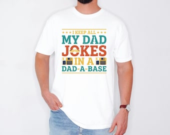 Retro Dadabase Shirt, Funny Husband Merch, Dad Joke Top, Vintage Mustache Tee