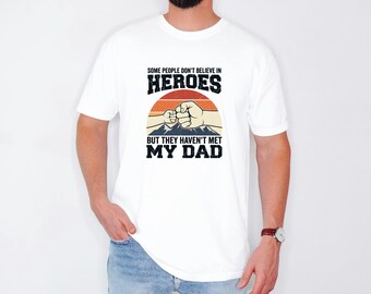 Dad Hero Shirt, Retro Fist Bump, Vintage Sunset Graphic Tee