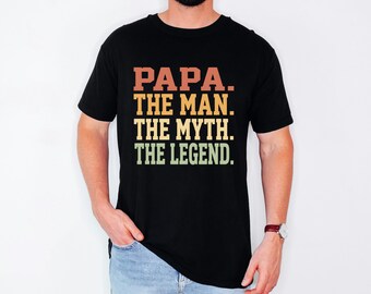 Papa The Man Myth Legend Retro Distressed T-Shirt, Father's Day Gift Dad Tee