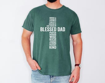 Blessed Dad Christian Cross Tee, Prayer Warrior Apparel, Distressed Faith Shirt