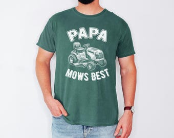 Distressed Lawn Mower Graphic Tee, Retro Yardwork Top, Comfort Colors Papa Shirt