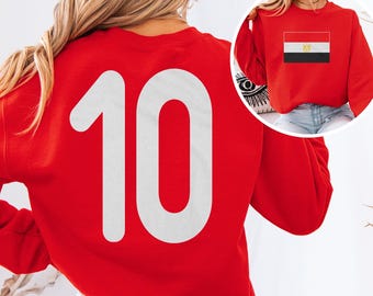 Egypt #10 Football Jersey Graphic Tee, 2-Sided Soccer Player Design, Unisex T-Shirt