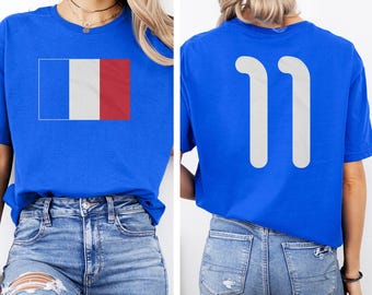 France #11 Football Jersey Style T-Shirt, 2-Sided Soccer Graphic Tee