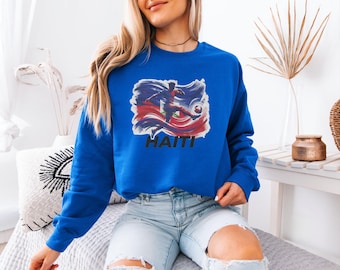 Haiti Football Flag Shirt, Distressed Graphic Apparel, Unisex Soccer Fan Top