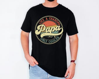 Retro Sunset Papa Shirt, Distressed Grandad Top, Fathers Day Gift For Him