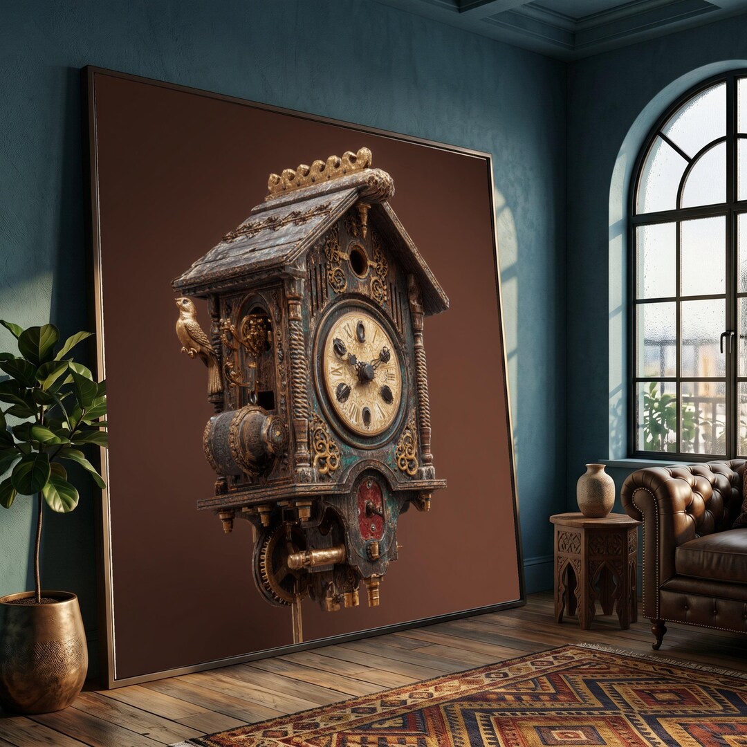 Rustic Timepiece Vintage Classic Cuckoo Clock Canvas, Rustic Timepiece Wall Art, Antique ...