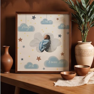 Custom 3D baby Birth announcement,personalized newborn shadow Box digital print,Nursery wall Art, baby stats memory keepers,