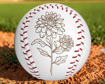 Floral Engraved Baseball Ball Gift for Mom Personalized Baseball Gift Custom Baseball Laser Engraved Keepsake Mother’s Day Gift
