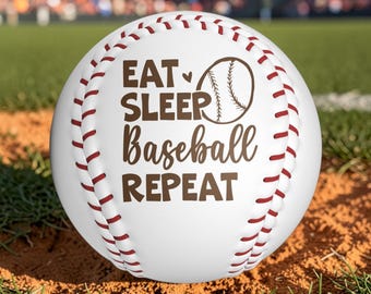 Eat Sleep Baseball Repeat Engraved Baseball Ball Gift for Baseball Player Personalized Baseball Gift Custom Baseball Laser Engraved Keepsake
