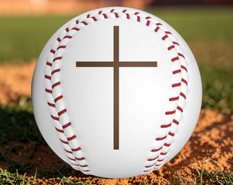 Christian Engraved Baseball Cross Gift Personalized Baseball Ball Faith Gift Custom Name Baseball Religious Keepsake Gift for Him Dad  ⸻