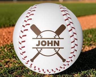 Personalized Engraved Baseball with Name Custom Baseball Ball Bat Design Custom Name Baseball Gift for Him Boy Coach Team Gift  ⸻