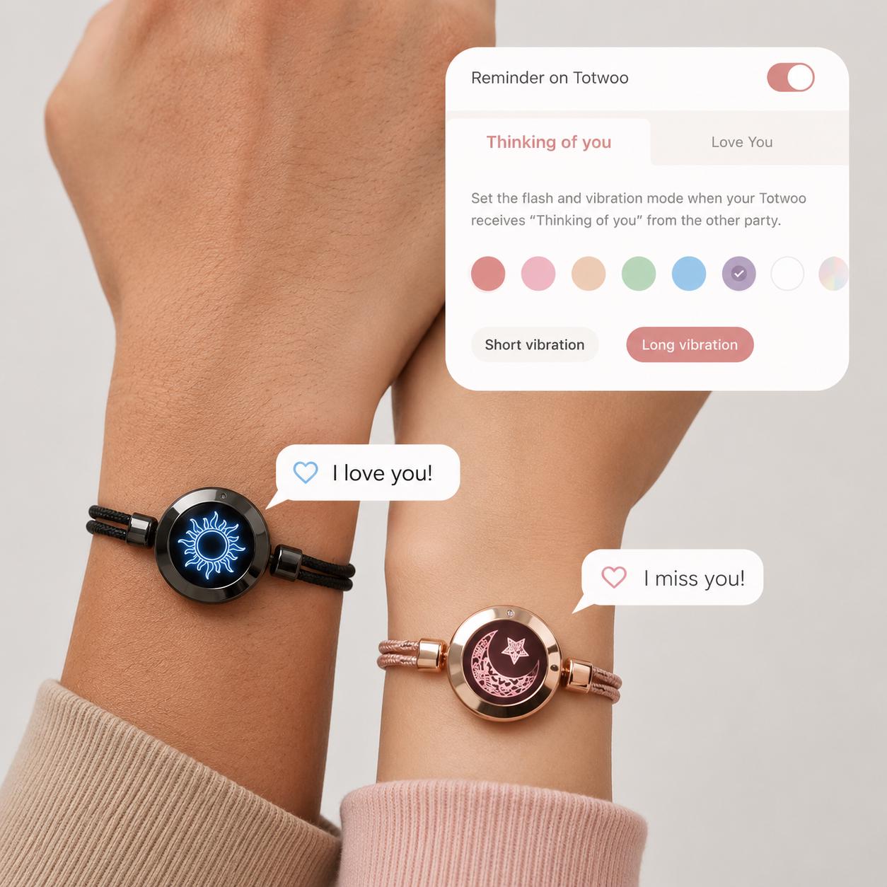 couple armbänder vibration Paar-Armband Intelligente Fernbeziehungsgeschenke leuchten auf & Vibration  Berührungsarmbänder für Coup main image 1