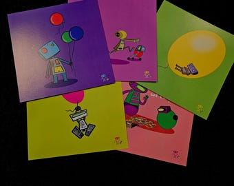 All 5 Robots and Balloons prints