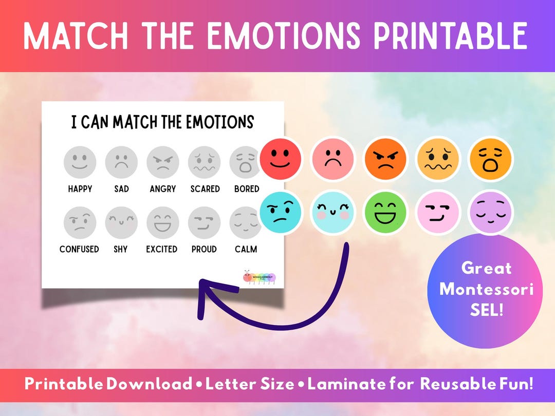 Emotions Matching Game for Kids | Social Emotional Learning Printable ...