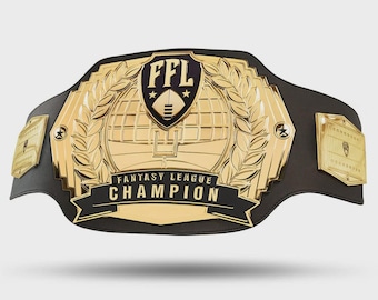 Cinturón de campeón de Fantasy Football – Trofeo dorado personalizado para el ganador de la liga – Talla para adulto