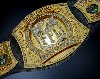 Custom Fantasy Football Championship Belt – Gold FFL League Winner Award