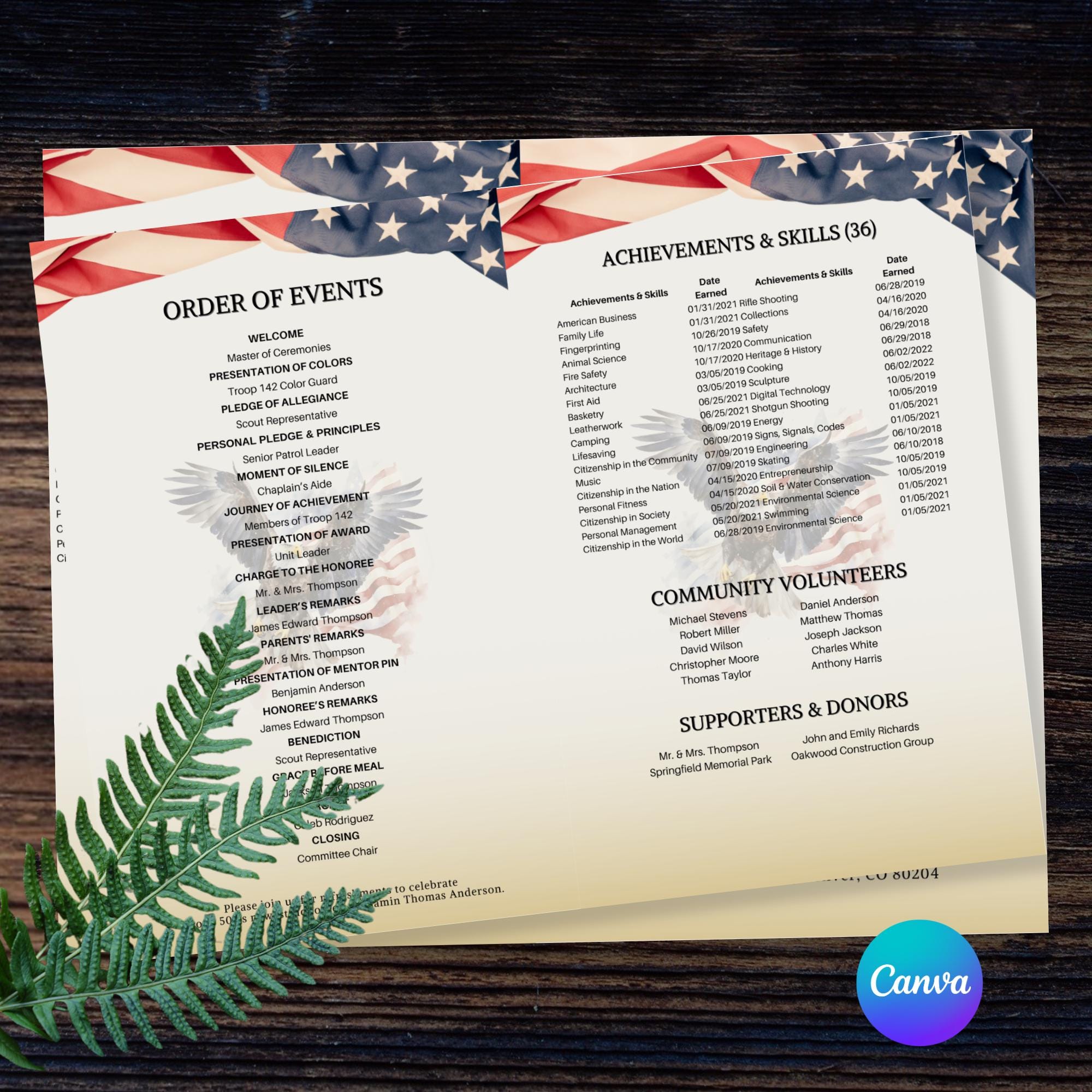 Program Layout For Scouting Scouting Court of Honor Program Template, 4 Page Editable Booklet ...