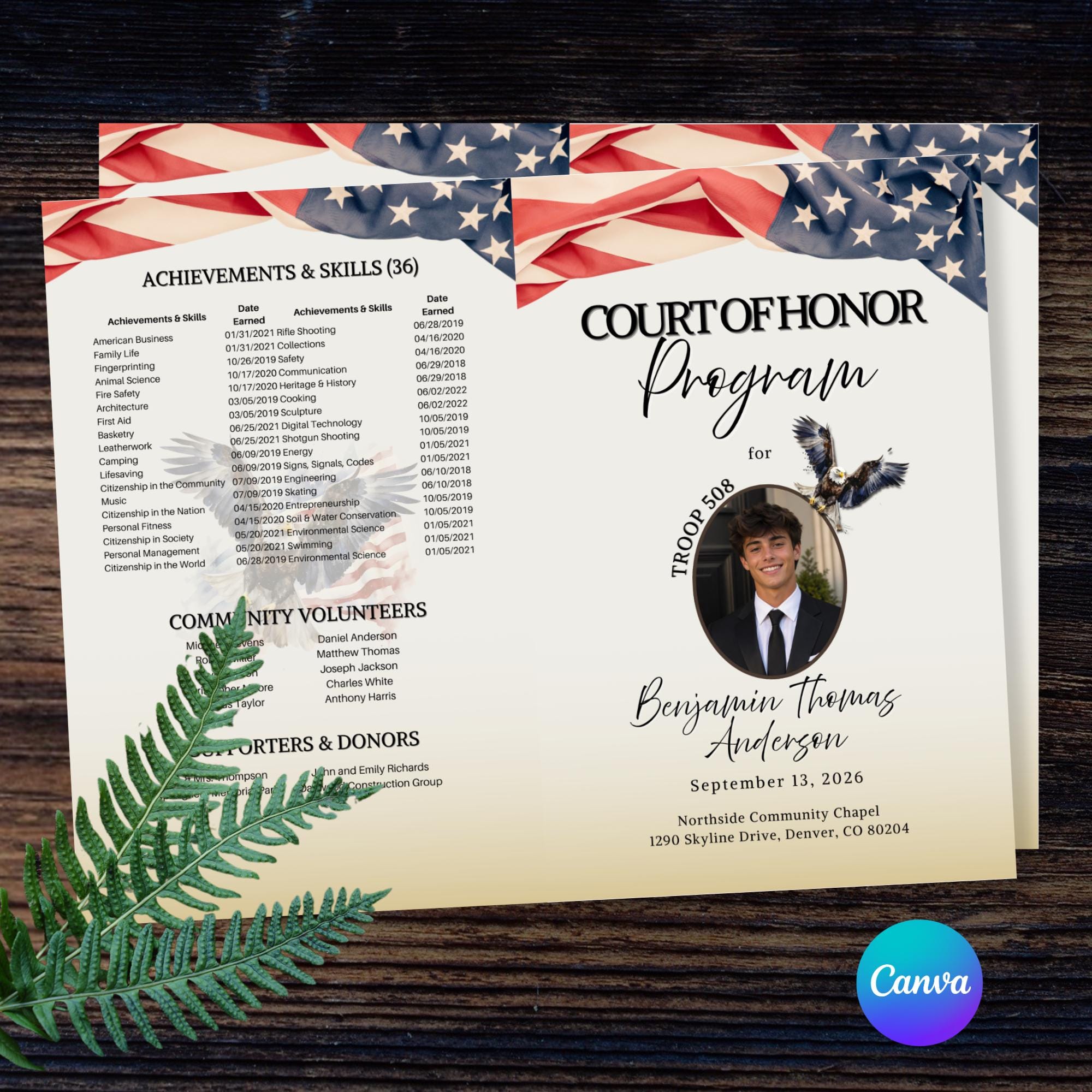 Program Layout For Scouting Scouting Court of Honor Program Template, 4 Page Editable Booklet ...